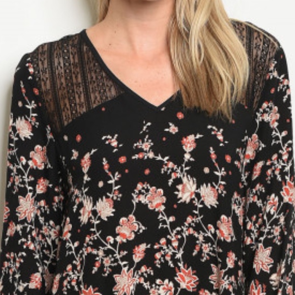 BOHO STYLE LACE & FLORAL PRINT DESIGN DRESS - Picture 5 of 6